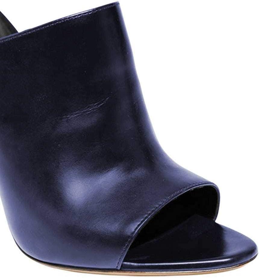imageFSJ Wome Open Peep Toe Mule Sandals Wide Strap Slide Slippers Stiletto High Heels Slip on Backless Summer Casual Shoes 415 M USNavypu