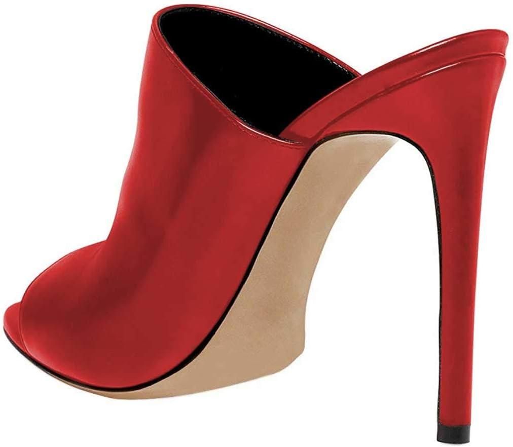 imageFSJ Wome Open Peep Toe Mule Sandals Wide Strap Slide Slippers Stiletto High Heels Slip on Backless Summer Casual Shoes 415 M USRedpu