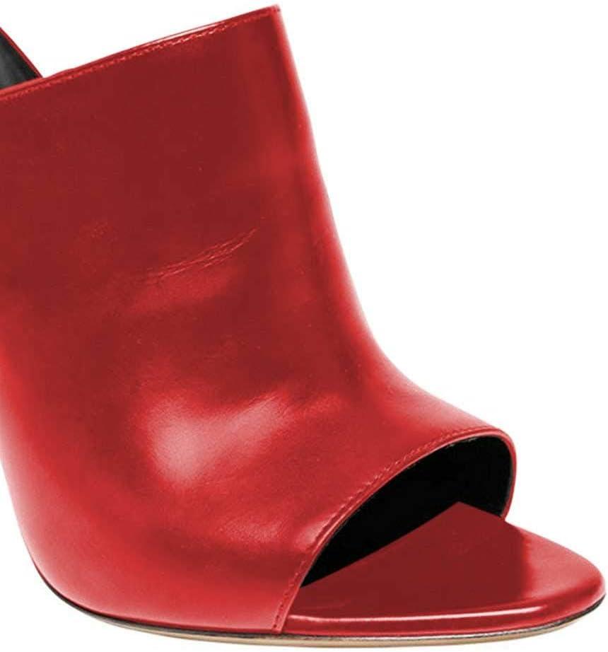 imageFSJ Wome Open Peep Toe Mule Sandals Wide Strap Slide Slippers Stiletto High Heels Slip on Backless Summer Casual Shoes 415 M USRedpu