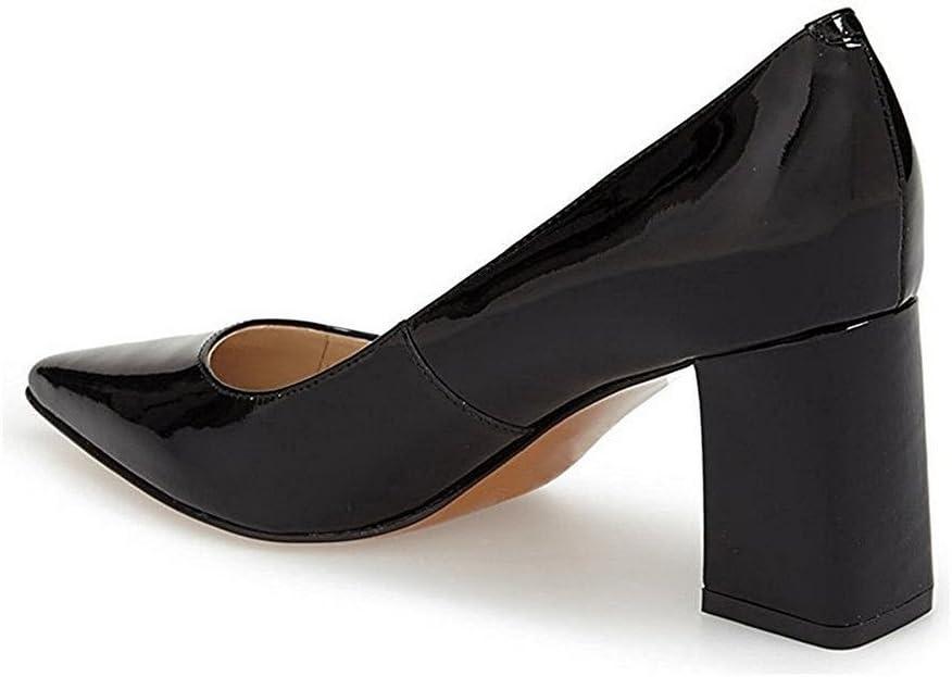 imageFSJ Women Classic Casual Pumps Pointed Toe Chunky Heels Shoe for Business Occasion US Size 415Black