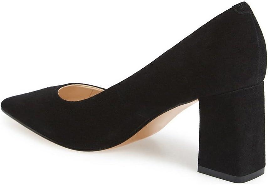 imageFSJ Women Classic Casual Pumps Pointed Toe Chunky Heels Shoe for Business Occasion US Size 415Blacksuede