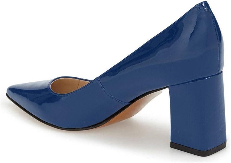 imageFSJ Women Classic Casual Pumps Pointed Toe Chunky Heels Shoe for Business Occasion US Size 415Blue