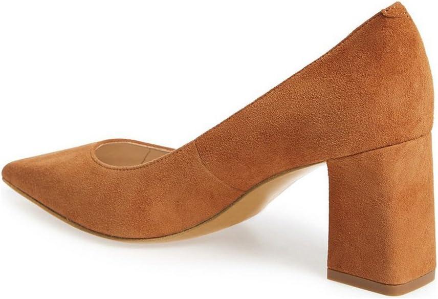 imageFSJ Women Classic Casual Pumps Pointed Toe Chunky Heels Shoe for Business Occasion US Size 415Brown