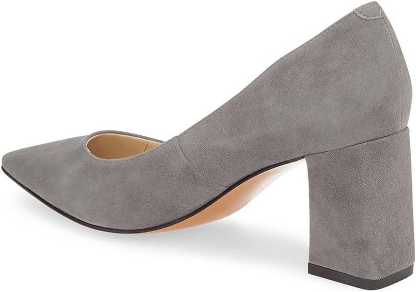imageFSJ Women Classic Casual Pumps Pointed Toe Chunky Heels Shoe for Business Occasion US Size 415Grey