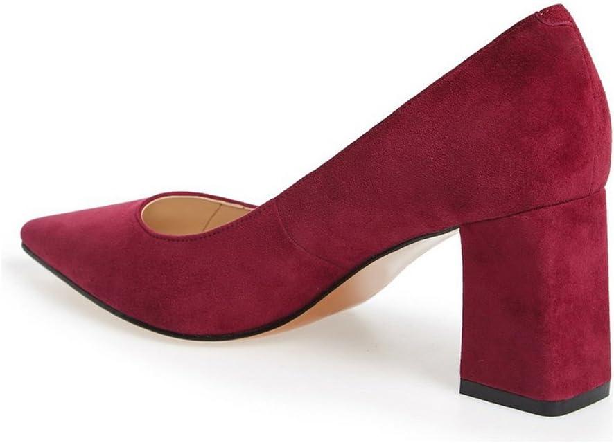 imageFSJ Women Classic Casual Pumps Pointed Toe Chunky Heels Shoe for Business Occasion US Size 415Red
