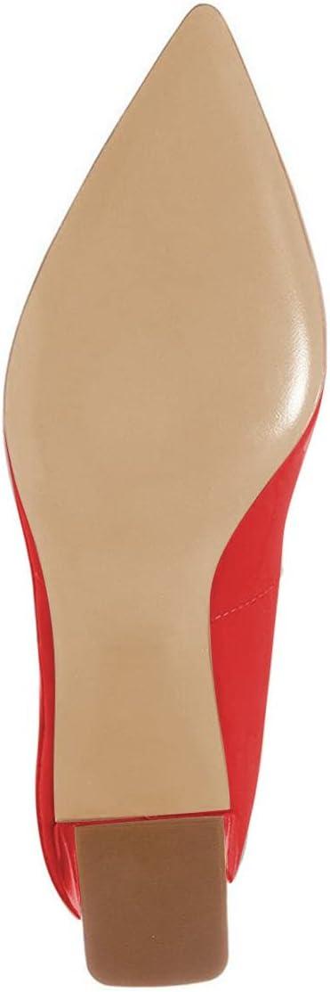 imageFSJ Women Classic Casual Pumps Pointed Toe Chunky Heels Shoe for Business Occasion US Size 415Red Patent