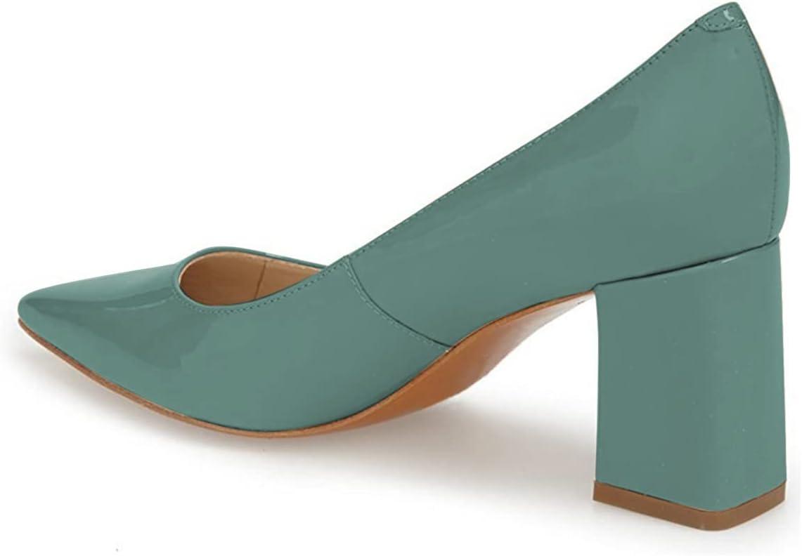 imageFSJ Women Classic Casual Pumps Pointed Toe Chunky Heels Shoe for Business Occasion US Size 415Teal