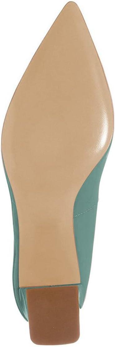 imageFSJ Women Classic Casual Pumps Pointed Toe Chunky Heels Shoe for Business Occasion US Size 415Teal