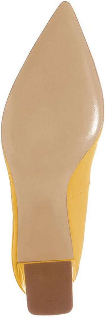 imageFSJ Women Classic Casual Pumps Pointed Toe Chunky Heels Shoe for Business Occasion US Size 415Yellow