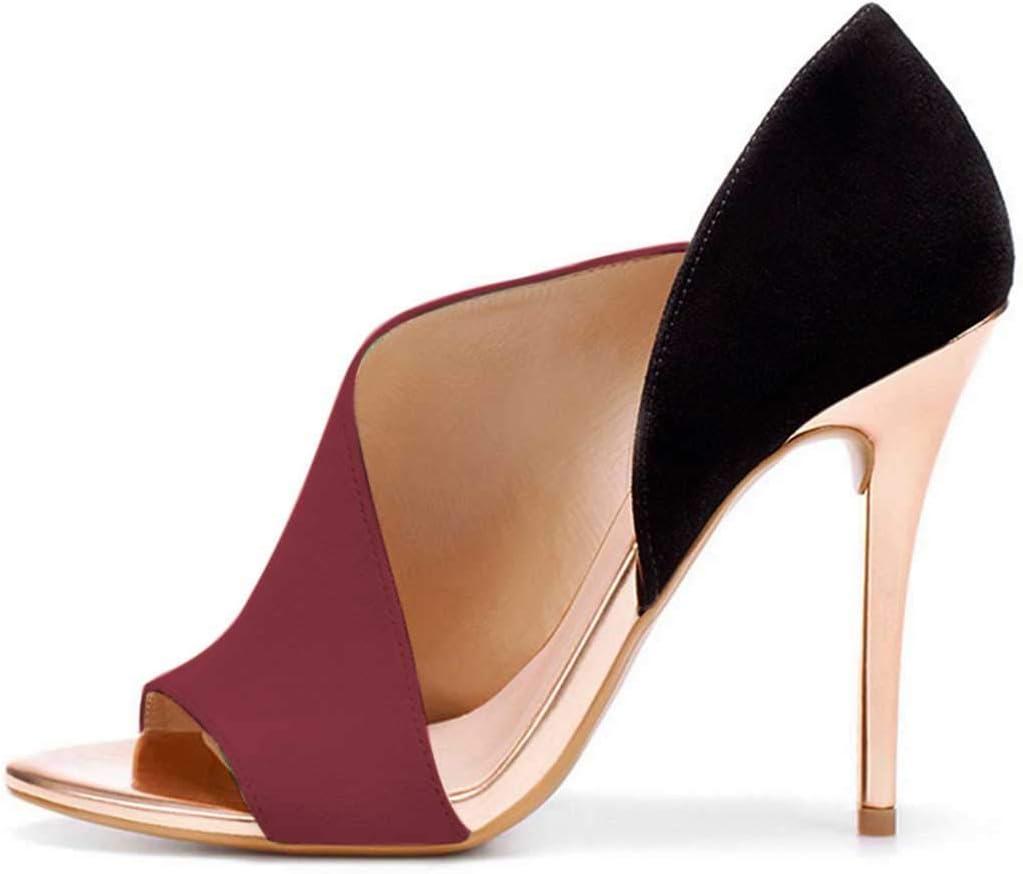 imageFSJ Women Sexy Peep Toe Cutout Pumps Sandals DOrsay Stiletto Heels Party Evening Shoes Size 415 USWine Red
