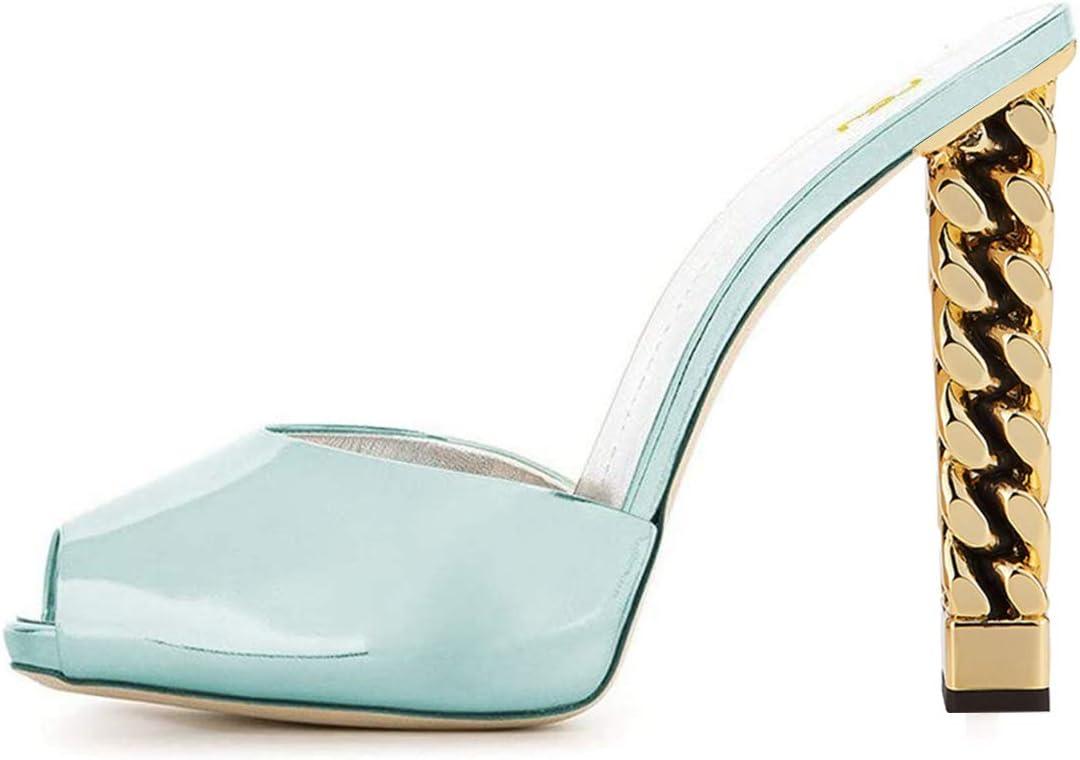 imageFSJ Women Superb High Heel Stiletto Mules Peep Toe Sandals Wedding Dress Shoes Size 415 USPale Turquoise