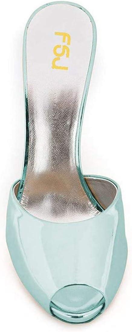 imageFSJ Women Superb High Heel Stiletto Mules Peep Toe Sandals Wedding Dress Shoes Size 415 USPale Turquoise