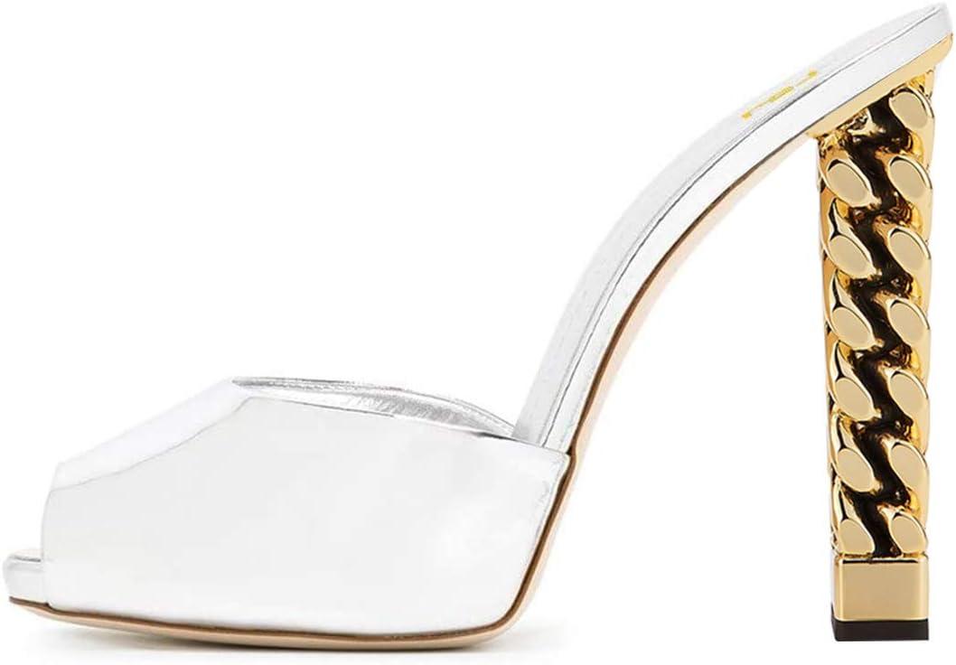 imageFSJ Women Superb High Heel Stiletto Mules Peep Toe Sandals Wedding Dress Shoes Size 415 USSilver