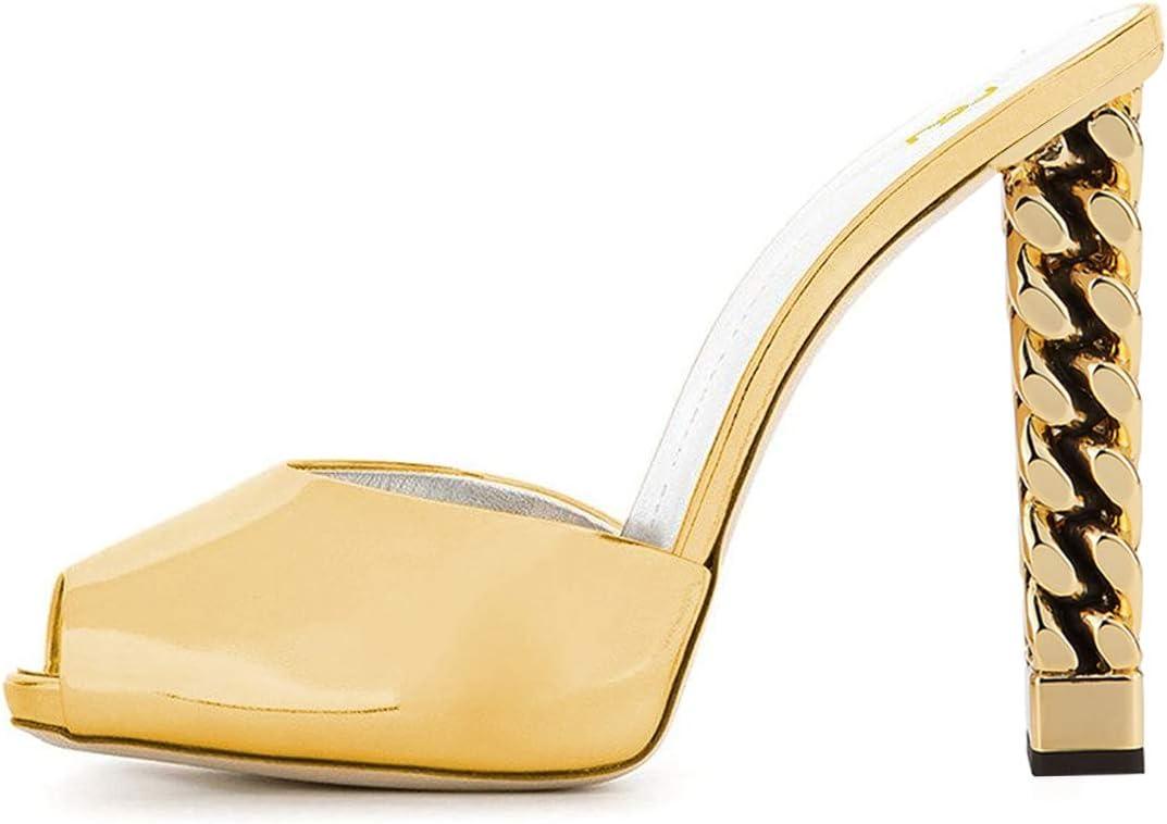 imageFSJ Women Superb High Heel Stiletto Mules Peep Toe Sandals Wedding Dress Shoes Size 415 USYellow