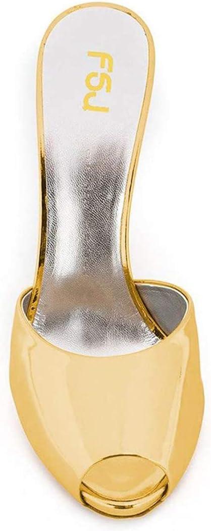 imageFSJ Women Superb High Heel Stiletto Mules Peep Toe Sandals Wedding Dress Shoes Size 415 USYellow