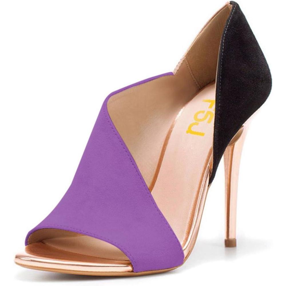 imageFSJ Women Sexy Peep Toe Cutout Pumps Sandals DOrsay Stiletto Heels Party Evening Shoes Size 415 USPurple