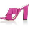 imageFSJ Women Chunky High Heels Open Toe Slide Sandals Cross Strap Summer Mules Shoe with Bows Size 415 USFuchsia