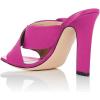 imageFSJ Women Chunky High Heels Open Toe Slide Sandals Cross Strap Summer Mules Shoe with Bows Size 415 USFuchsia