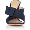 imageFSJ Women Chunky High Heels Open Toe Slide Sandals Cross Strap Summer Mules Shoe with Bows Size 415 USNavy Blue