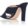 imageFSJ Women Chunky High Heels Open Toe Slide Sandals Cross Strap Summer Mules Shoe with Bows Size 415 USNavy Blue