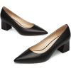 imageFSJ Women Classic Casual Pumps Pointed Toe Chunky Heels Shoe for Business Occasion US Size 415Black Matte