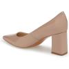 imageFSJ Women Classic Casual Pumps Pointed Toe Chunky Heels Shoe for Business Occasion US Size 415Nude Patent