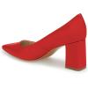 imageFSJ Women Classic Casual Pumps Pointed Toe Chunky Heels Shoe for Business Occasion US Size 415Red Patent