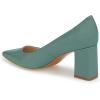 imageFSJ Women Classic Casual Pumps Pointed Toe Chunky Heels Shoe for Business Occasion US Size 415Teal