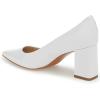 imageFSJ Women Classic Casual Pumps Pointed Toe Chunky Heels Shoe for Business Occasion US Size 415White