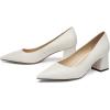 imageFSJ Women Classic Casual Pumps Pointed Toe Chunky Heels Shoe for Business Occasion US Size 415White Matte