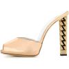 imageFSJ Women Superb High Heel Stiletto Mules Peep Toe Sandals Wedding Dress Shoes Size 415 USNude