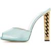 imageFSJ Women Superb High Heel Stiletto Mules Peep Toe Sandals Wedding Dress Shoes Size 415 USPale Turquoise