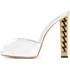 imageFSJ Women Superb High Heel Stiletto Mules Peep Toe Sandals Wedding Dress Shoes Size 415 USSilver