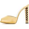 imageFSJ Women Superb High Heel Stiletto Mules Peep Toe Sandals Wedding Dress Shoes Size 415 USYellow