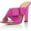 imageFSJ Women Chunky High Heels Open Toe Slide Sandals Cross Strap Summer Mules Shoe with Bows Size 415 USFuchsia
