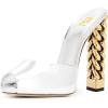 imageFSJ Women Superb High Heel Stiletto Mules Peep Toe Sandals Wedding Dress Shoes Size 415 USSilver