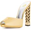 imageFSJ Women Superb High Heel Stiletto Mules Peep Toe Sandals Wedding Dress Shoes Size 415 USYellow