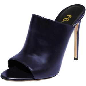 imageFSJ Wome Open Peep Toe Mule Sandals Wide Strap Slide Slippers Stiletto High Heels Slip on Backless Summer Casual Shoes 415 M USNavypu
