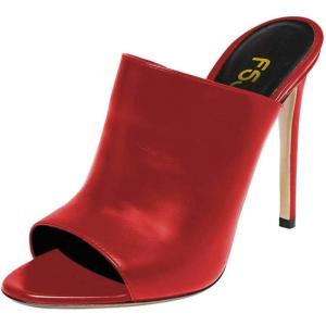 imageFSJ Wome Open Peep Toe Mule Sandals Wide Strap Slide Slippers Stiletto High Heels Slip on Backless Summer Casual Shoes 415 M USRedpu