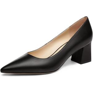 imageFSJ Women Classic Casual Pumps Pointed Toe Chunky Heels Shoe for Business Occasion US Size 415Black Matte