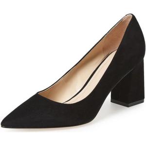 imageFSJ Women Classic Casual Pumps Pointed Toe Chunky Heels Shoe for Business Occasion US Size 415Blacksuede