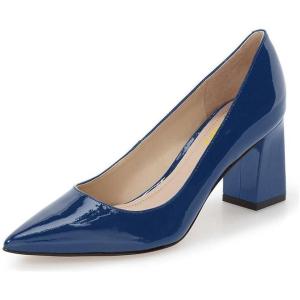 imageFSJ Women Classic Casual Pumps Pointed Toe Chunky Heels Shoe for Business Occasion US Size 415Blue