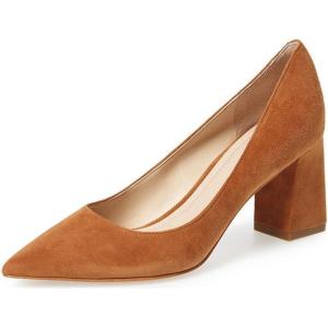 imageFSJ Women Classic Casual Pumps Pointed Toe Chunky Heels Shoe for Business Occasion US Size 415Brown