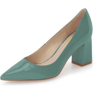 imageFSJ Women Classic Casual Pumps Pointed Toe Chunky Heels Shoe for Business Occasion US Size 415Teal