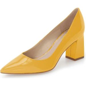 imageFSJ Women Classic Casual Pumps Pointed Toe Chunky Heels Shoe for Business Occasion US Size 415Yellow