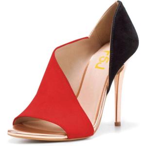 imageFSJ Women Sexy Peep Toe Cutout Pumps Sandals DOrsay Stiletto Heels Party Evening Shoes Size 415 USRed