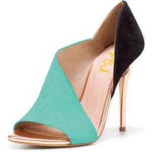 imageFSJ Women Sexy Peep Toe Cutout Pumps Sandals DOrsay Stiletto Heels Party Evening Shoes Size 415 USTurquoise