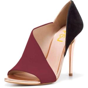 imageFSJ Women Sexy Peep Toe Cutout Pumps Sandals DOrsay Stiletto Heels Party Evening Shoes Size 415 USWine Red