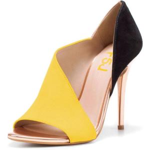 imageFSJ Women Sexy Peep Toe Cutout Pumps Sandals DOrsay Stiletto Heels Party Evening Shoes Size 415 USYellow
