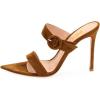 imageFSJ Women Fashion Slip On Mules Faux Suede High Heels Sandals Open Toe Stilettos Shoes Size 415 USBrown